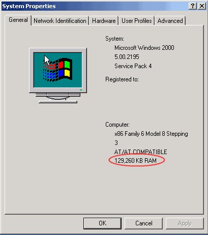 Windows 2k ram