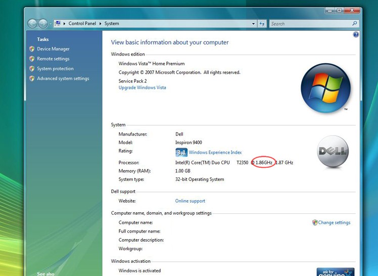 Windows Vista CPU Speed